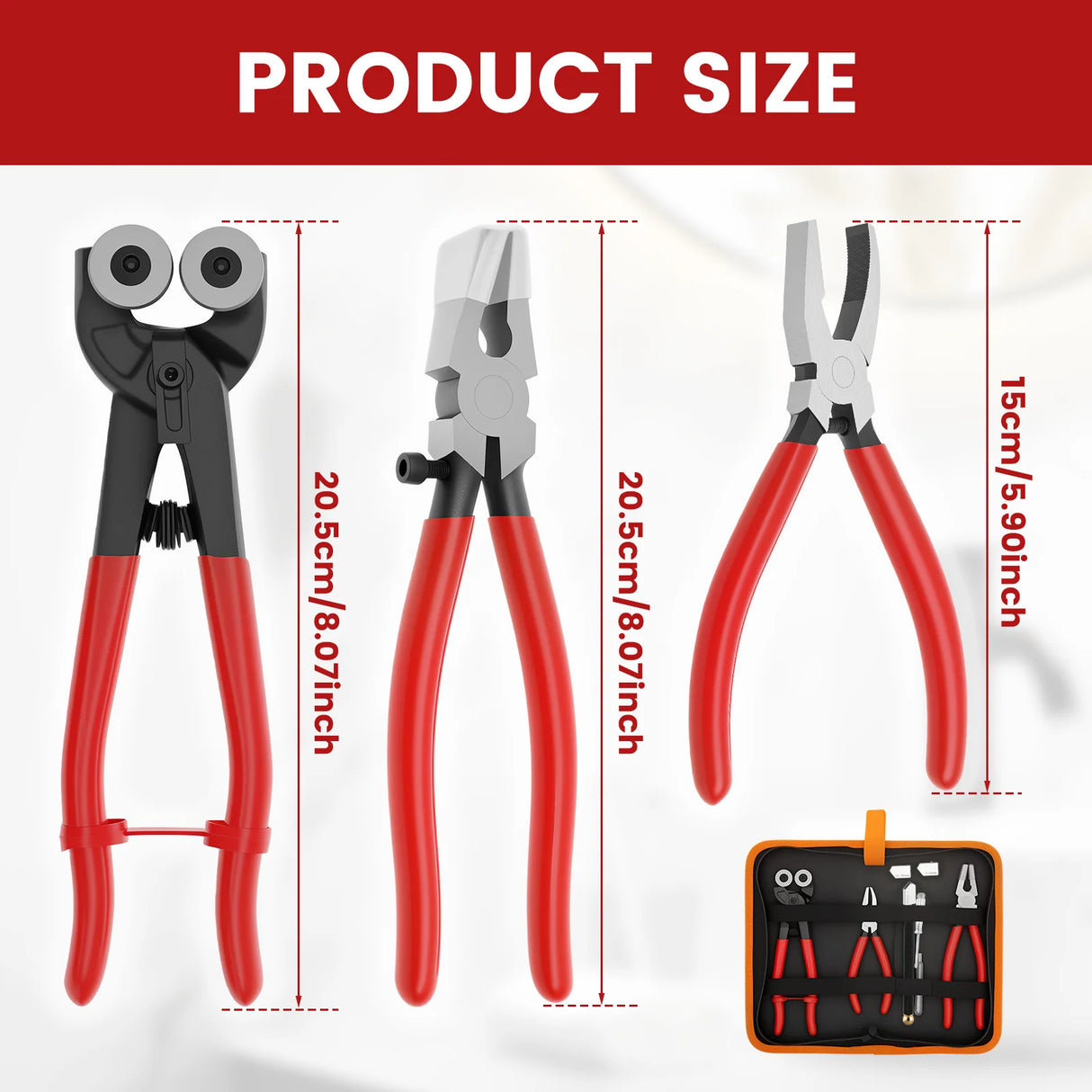 Heavy Duty Glass Cutting Tool Kit Glass Running Breaking Pliers and Class Cutters Tools Kit Wheeled Glass Tile Nippers