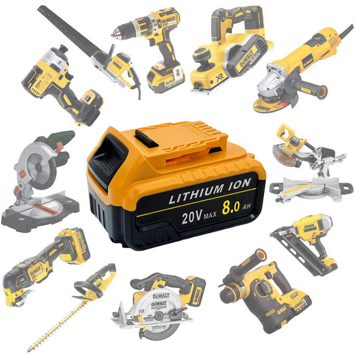 4Pack 18V 8.0Ah Replacement Battery Compatible For Dewalt 18V MAX Battery DCB200 DCB204 DCB206 DCB206-2 DCB201 DCB203 DCB181 DCB