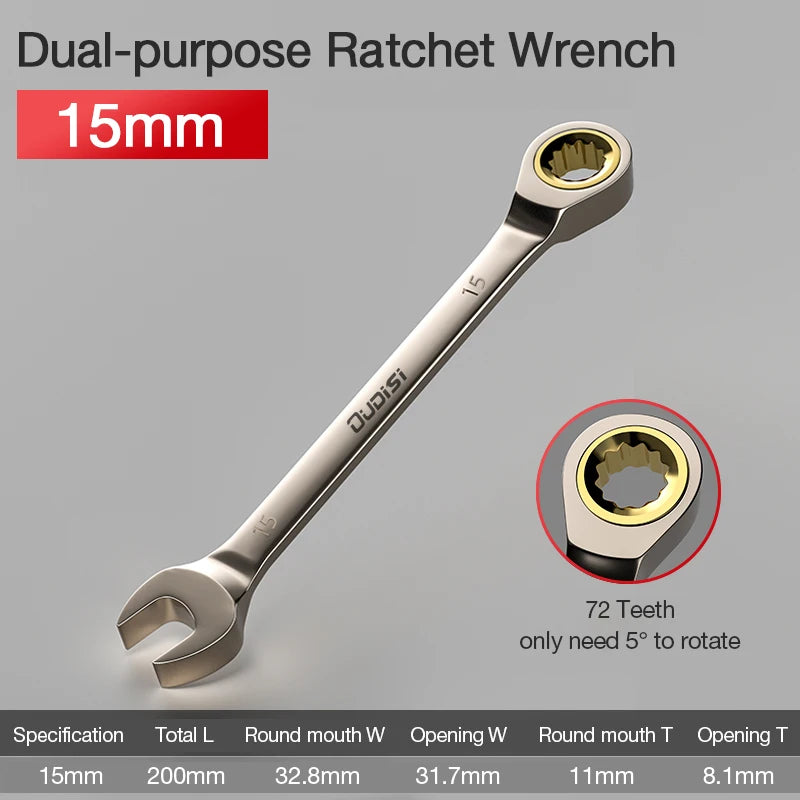 1Pc Key Wrench Flexible Golden Ratchet Wrenches Torque Universal Spanners for Car Repair Tools Metric Hand Tool