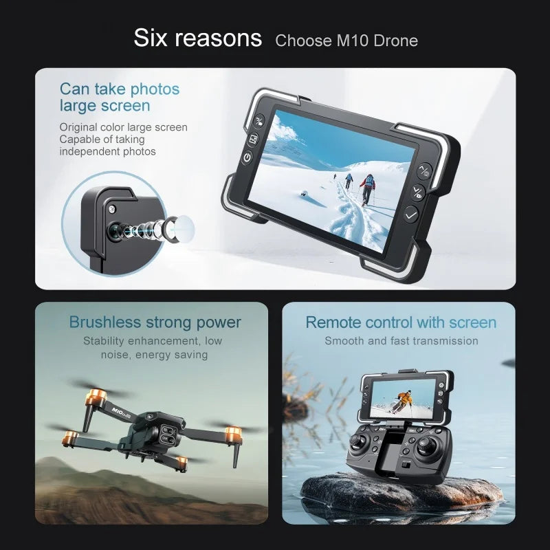 M10 Drone 8K HD Camera Brushless Motor For Aerial Photography Remote Control UAV For Beginners Professionals Hobby Gifts Adults