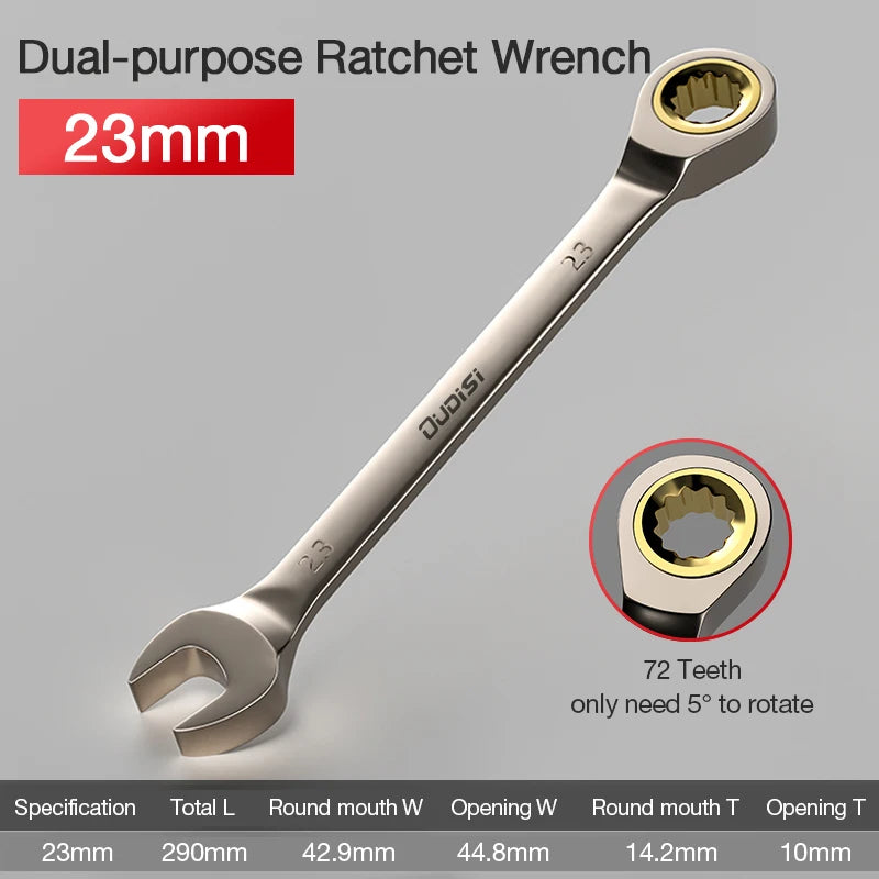 1Pc Key Wrench Flexible Golden Ratchet Wrenches Torque Universal Spanners for Car Repair Tools Metric Hand Tool
