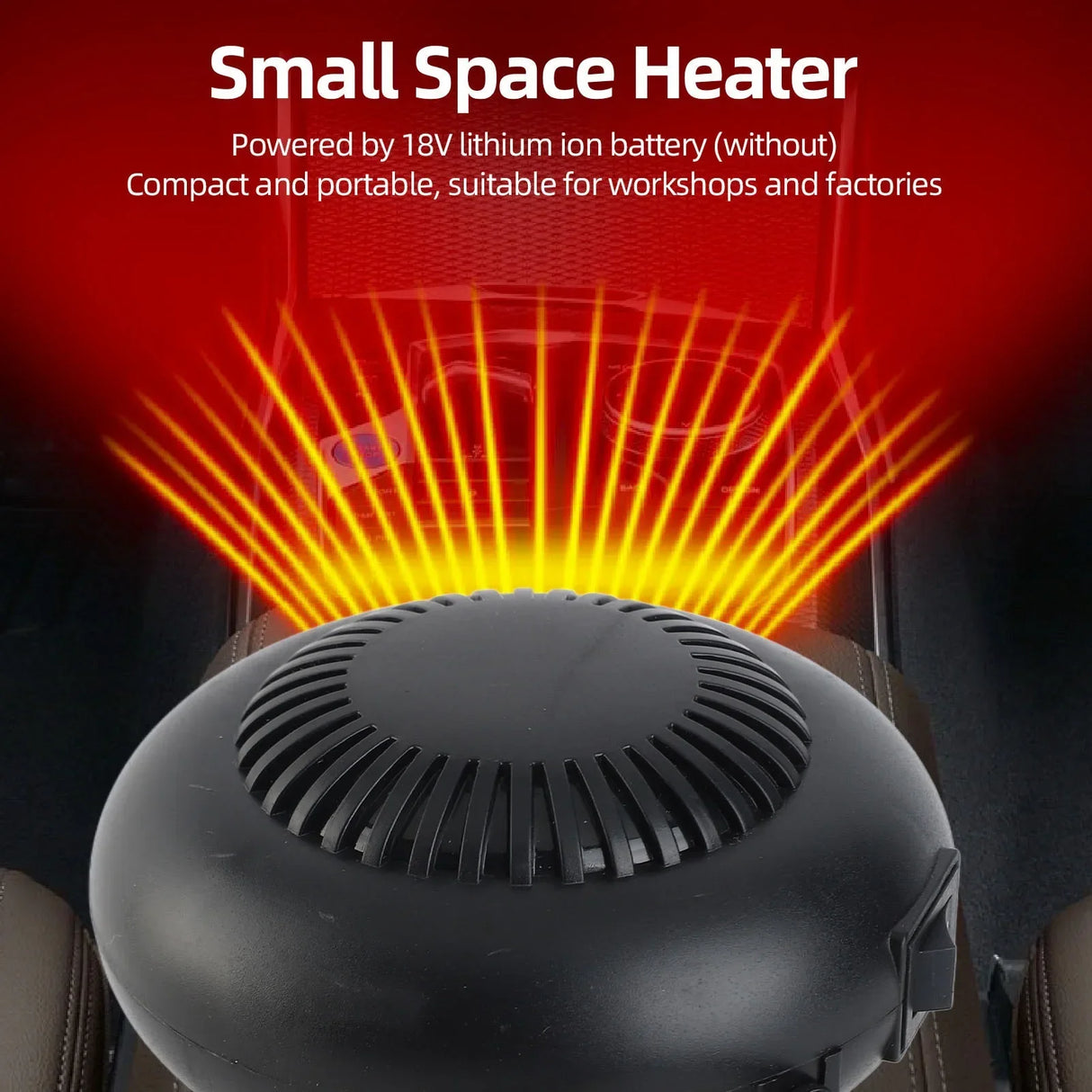 Electric Heater Fan Electric Portable 2 Gear Space Heater 18V Battery Powered 170W for Workshop