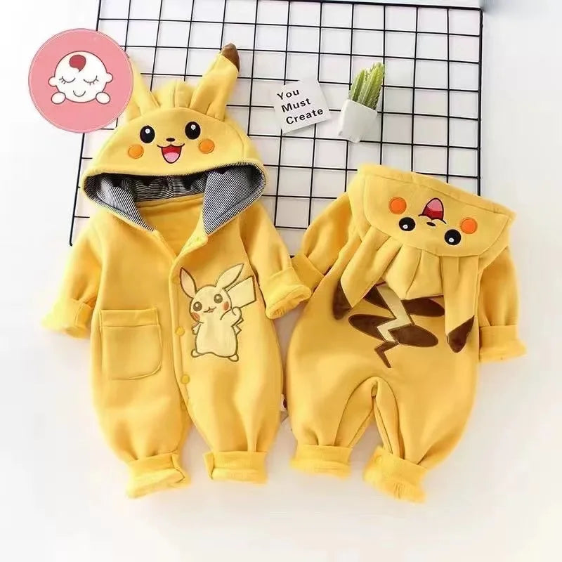 Pokemon Pikachu Cartoon Baby Pyjamsa Newborn Winter Long-Sleeved Clothing Kids Rompers Babies Toddler'S Clothes Costume Onesie