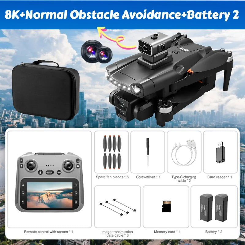 Lenovo V198MAX GPS Drone 8K Professional Camera Aerial FPV Brush Laser Obstacle with Large Screen Remote Control Drone