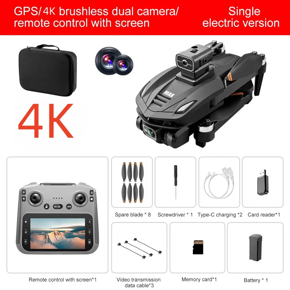 Lenovo V168 MAX 5GGPS Drone 8K Professional Camera Aerial FPV Brushless Avoiding Obstacle Large Screen 8K RC Folding Drones Toy