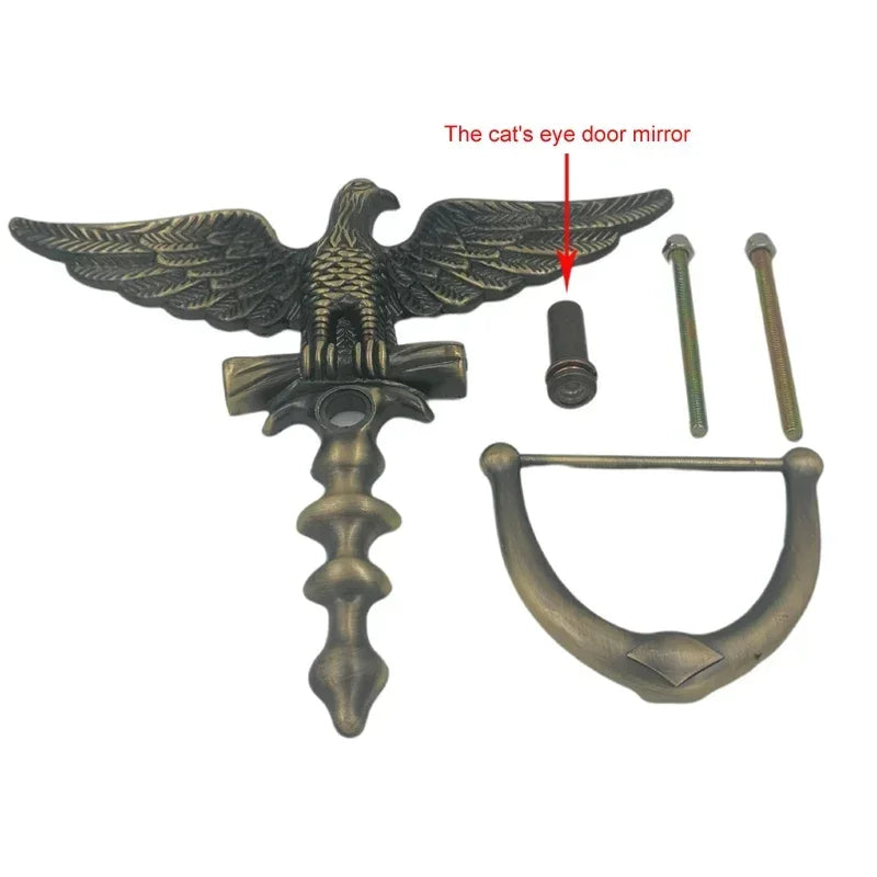 1pcs Zinc Alloy Antique European Style Eagle Head Door Knocker Door Knockers Home Decor Ring Furniture Handle Hardware
