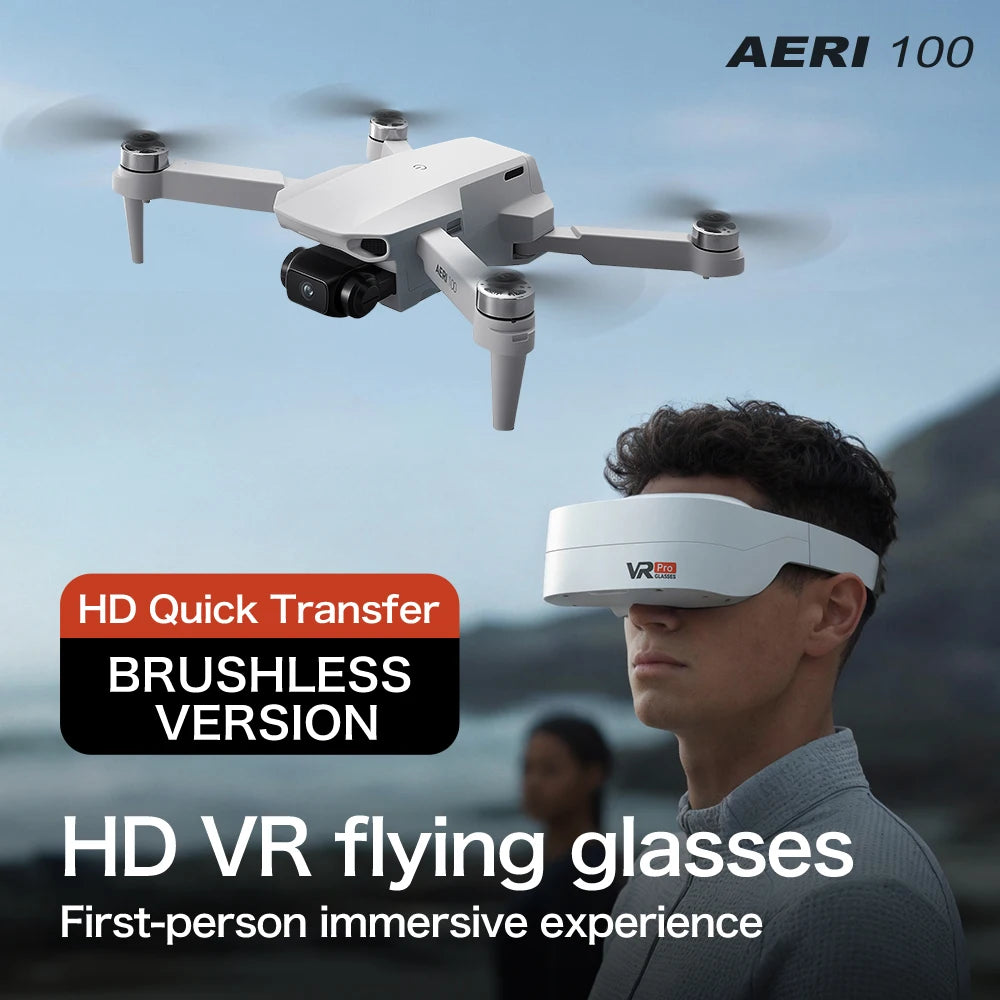 2.4G Optical Flow with VR Glasses Display, Brushless Drone with Dual Lens WiFi, Professional Aerial Camera 2026