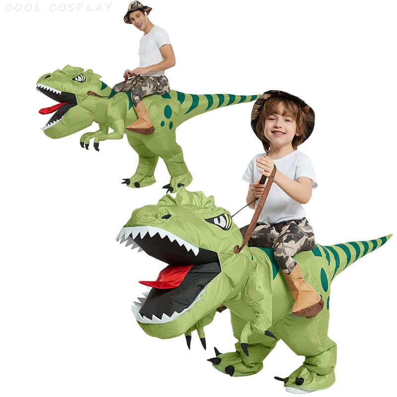 Animal Cartoon Riding T-Rex Inflatable Costume Adult Kids Chasing Game Nursery Kids Dinosaur Role Playing Game Birthday Gift