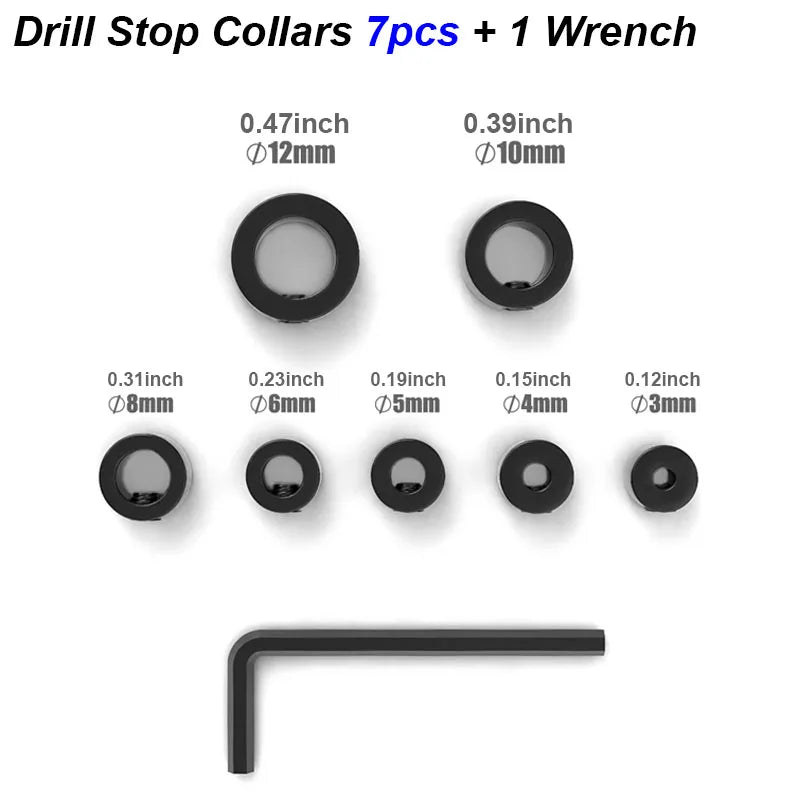 Drill Stoper Collar Set Stop Bit Ring Shaft Limit Metric Lock Steel Press Depth Ajustable Positioner Hole Guide Woodwork Tool