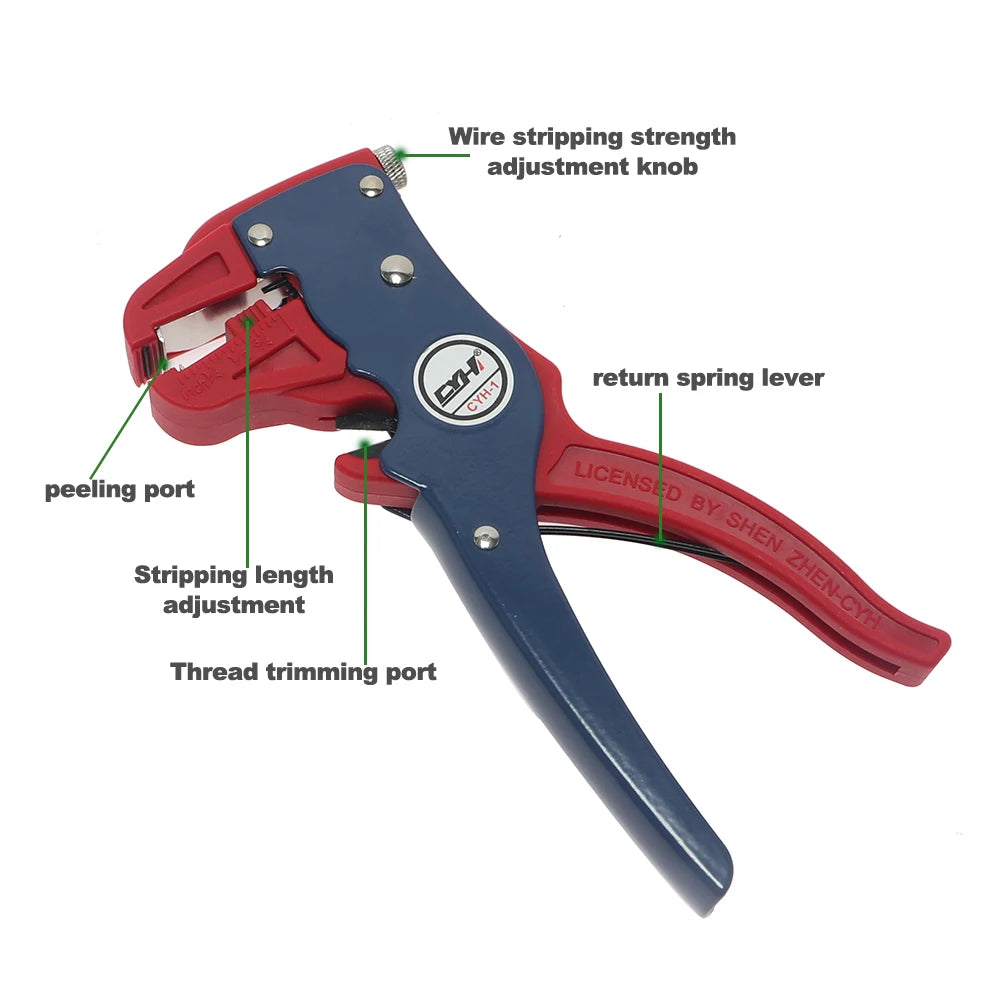 Automatic Wire Stripper Flatwire Cutter Stripping Plier 0.2 to 6mm Range Length Adjustment For Electrician