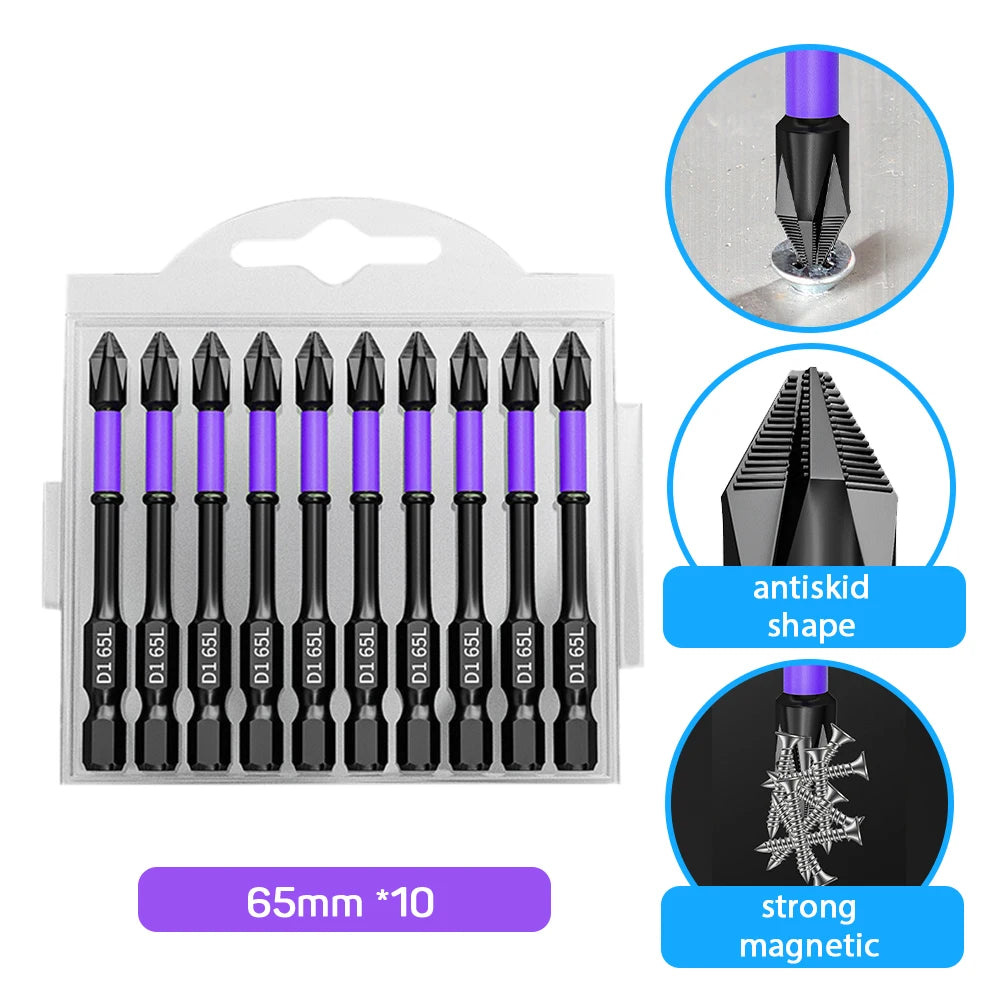 10/20PCS PH2 Impact Driver Bit Set Magnetic Cross Screwdriver Set Impact Drill Bit Screw Alloy Steel Non-slip Cross Screwdriver