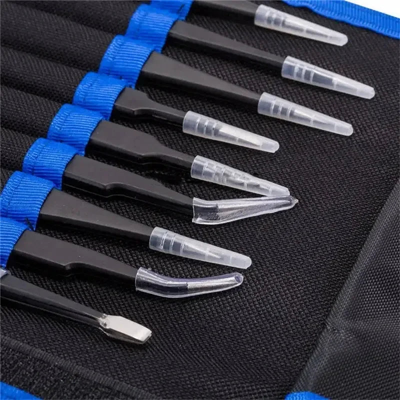 10PCS Stainless Steel Precision Antistatic Electrostatic Tweezers Set Maintenance Tools Professional Electronic Tweezers