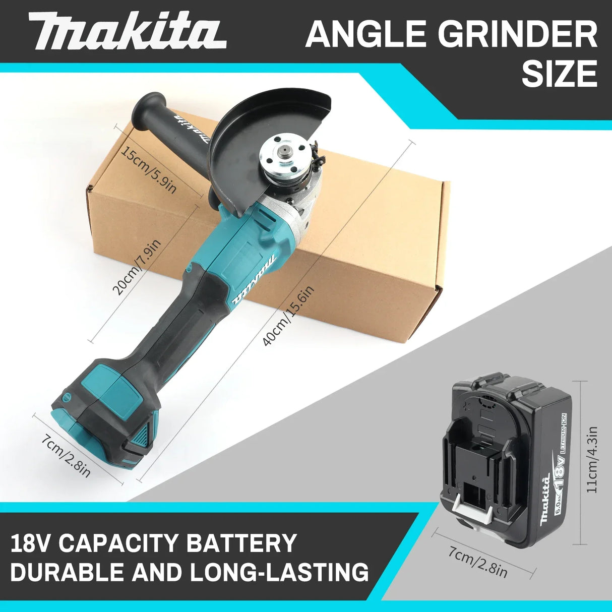 Makita DGA404 18V Brushless Lithium ion Angle Grinder with 125mm Large diameter Grinding Wheel rounder for Cutting and Polishing