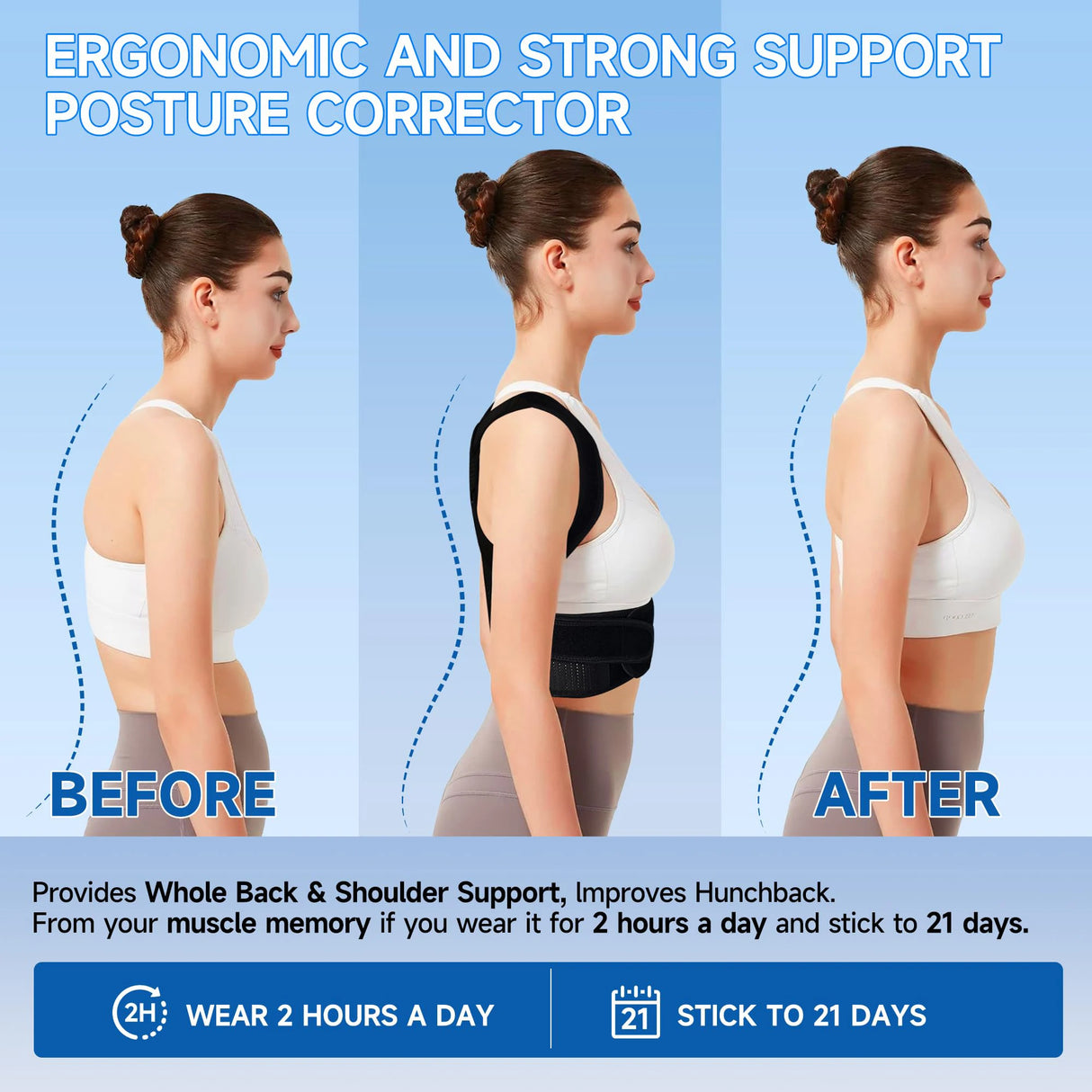 Posture Corrector Back Brace Adjustable Back Support for Women and Men Shoulder Straightener Neck Upper Lower Back Pain Relief