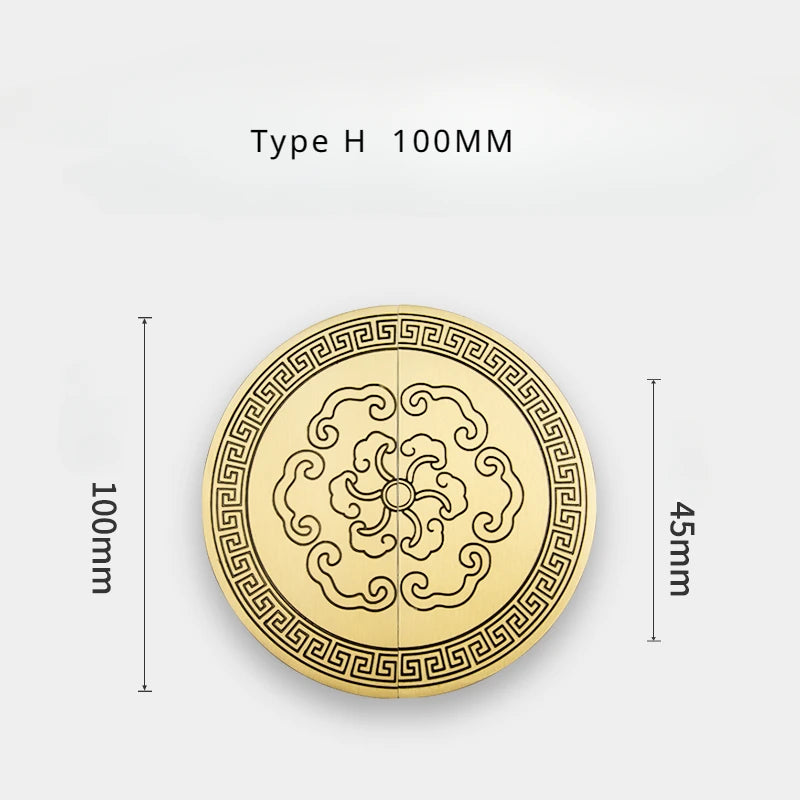 High-end Cabinet Door Handle Pattern Brass Xiangyun Furniture Luxury Wardrobe Cabinet Round Door Drawer Knobs