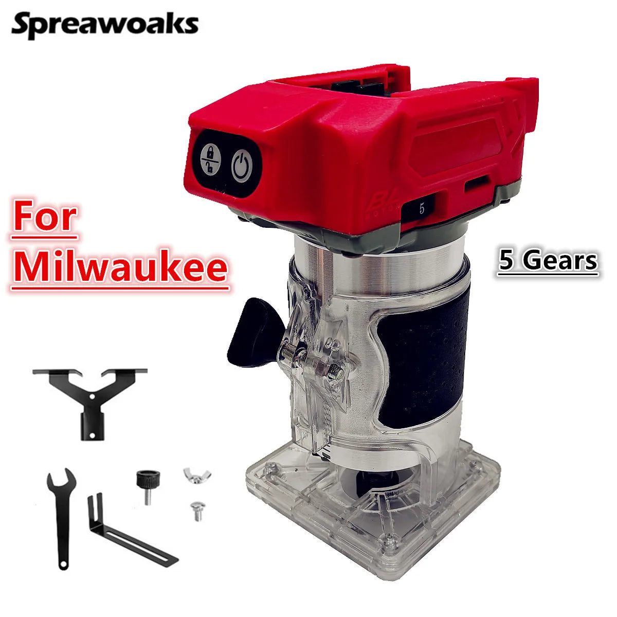 For Milwaukee 18V Battery Electric Trimmer Brushless Woodworking Trimming Machine Wood Router Milling Engraving Slotting Tool