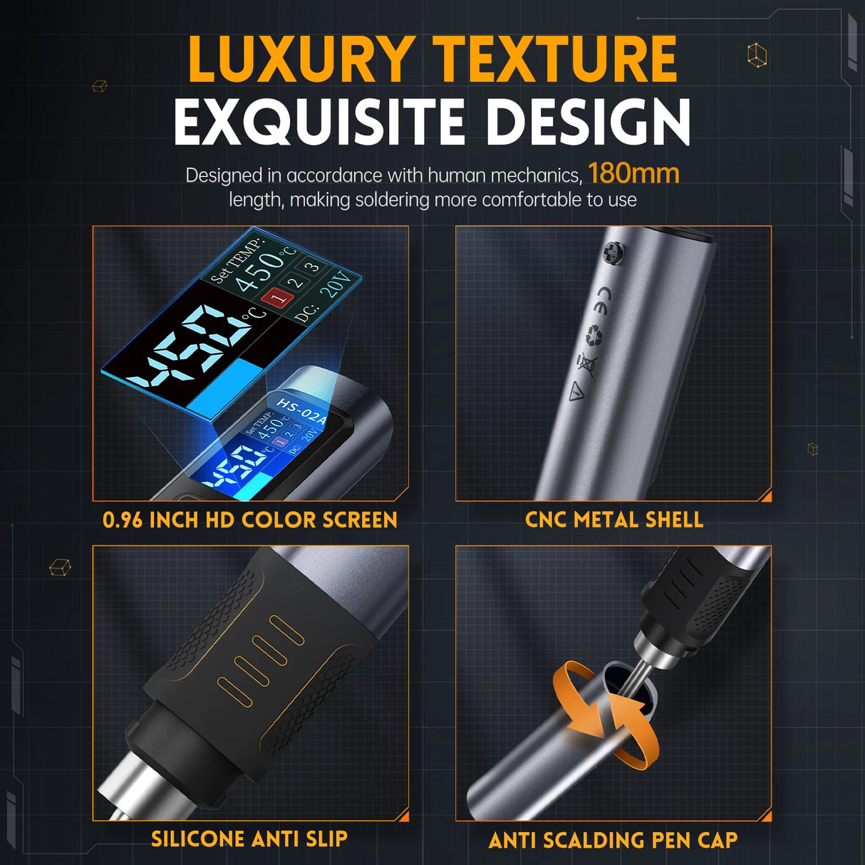 FNIRSI HS-02 Protable Heat Toolbox Kit 100W Power Adjustable Temperature Quick Heating Repair Equipment 100-450℃ for DIY Repair