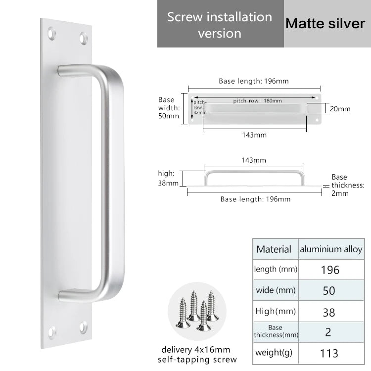 Self-adhesive Aluminum Alloy Door Handle Toilet Door Window Cabinet Sliding Door Barn Door Punch-free Pulls