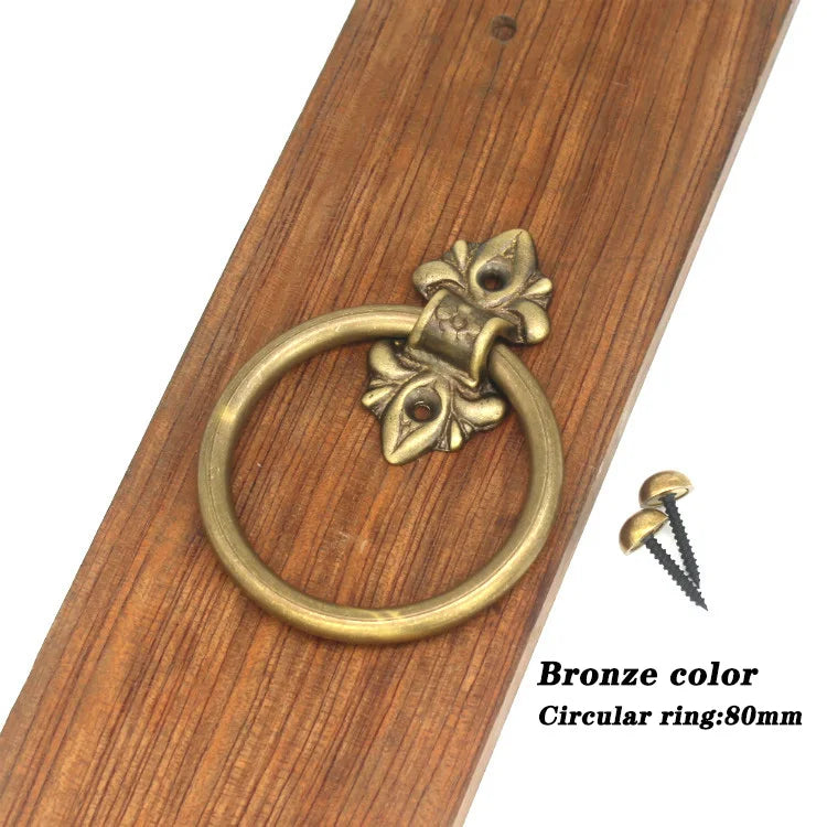 Old Ring Door Knocker Brass Bronze Knob for Cabinet Classics Gate Round Ring Handle Retro Entrence Door Knock Home Hardware