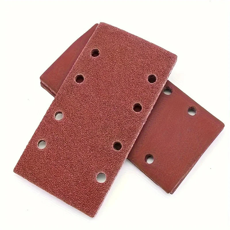 10 Pcs 93 x 185 mm Sanding Sheets 8 Holes Hook and Loop Rectangular Sander Assorted 40-400 Grits for Polishing Sanding Metal