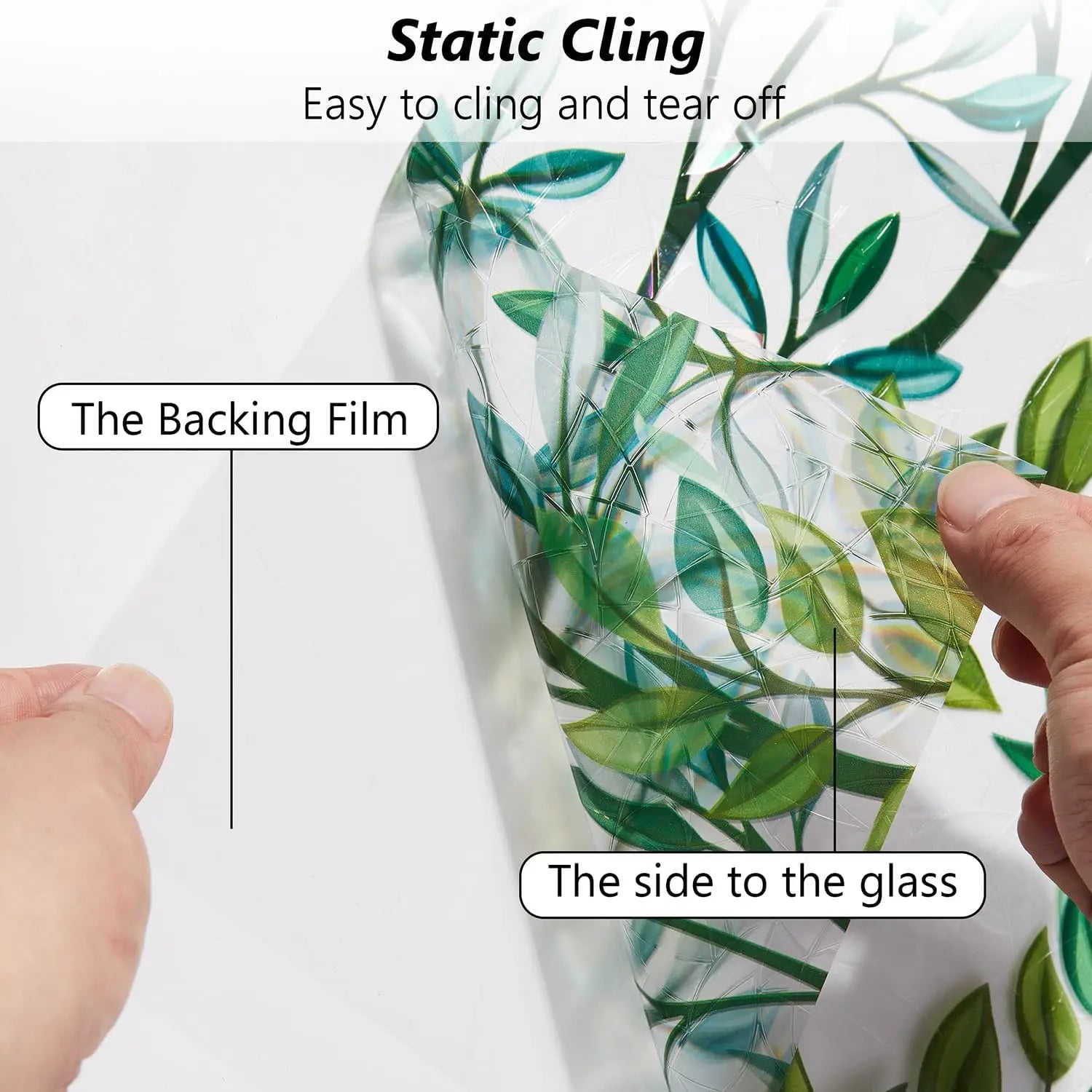 Window Privacy Film Window Film 3D No Glue Glass Sticker for Glass Door Home and Office Heat Control Anti UV