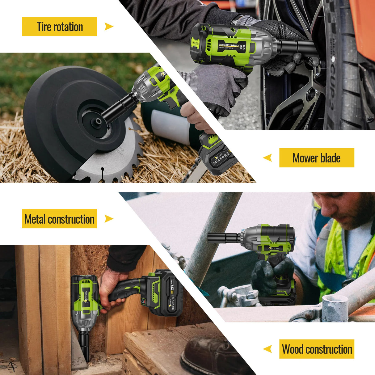 CONENTOOL 520N.M Brushless Electric Wrench 21V Cordless Impact Wrench 3 IN 1 Screwdriver 1/2" Power Tools for Makita 18V Battery