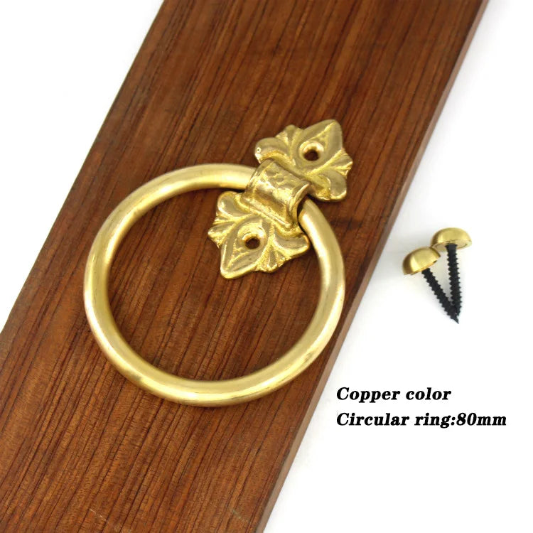 Old Ring Door Knocker Brass Bronze Knob for Cabinet Classics Gate Round Ring Handle Retro Entrence Door Knock Home Hardware