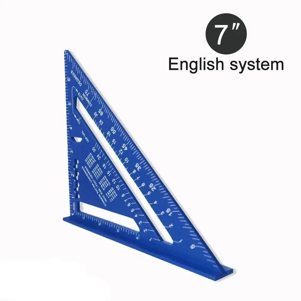 New 7Inch Triangle Ruler Measurement Tool Aluminium Alloy Carpenter Tools Inch Metric Angle Ruler Speed Square Woodworking Tools