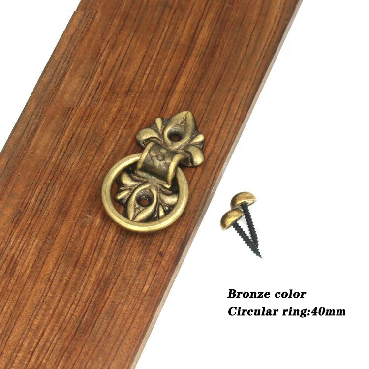 Old Ring Door Knocker Brass Bronze Knob for Cabinet Classics Gate Round Ring Handle Retro Entrence Door Knock Home Hardware