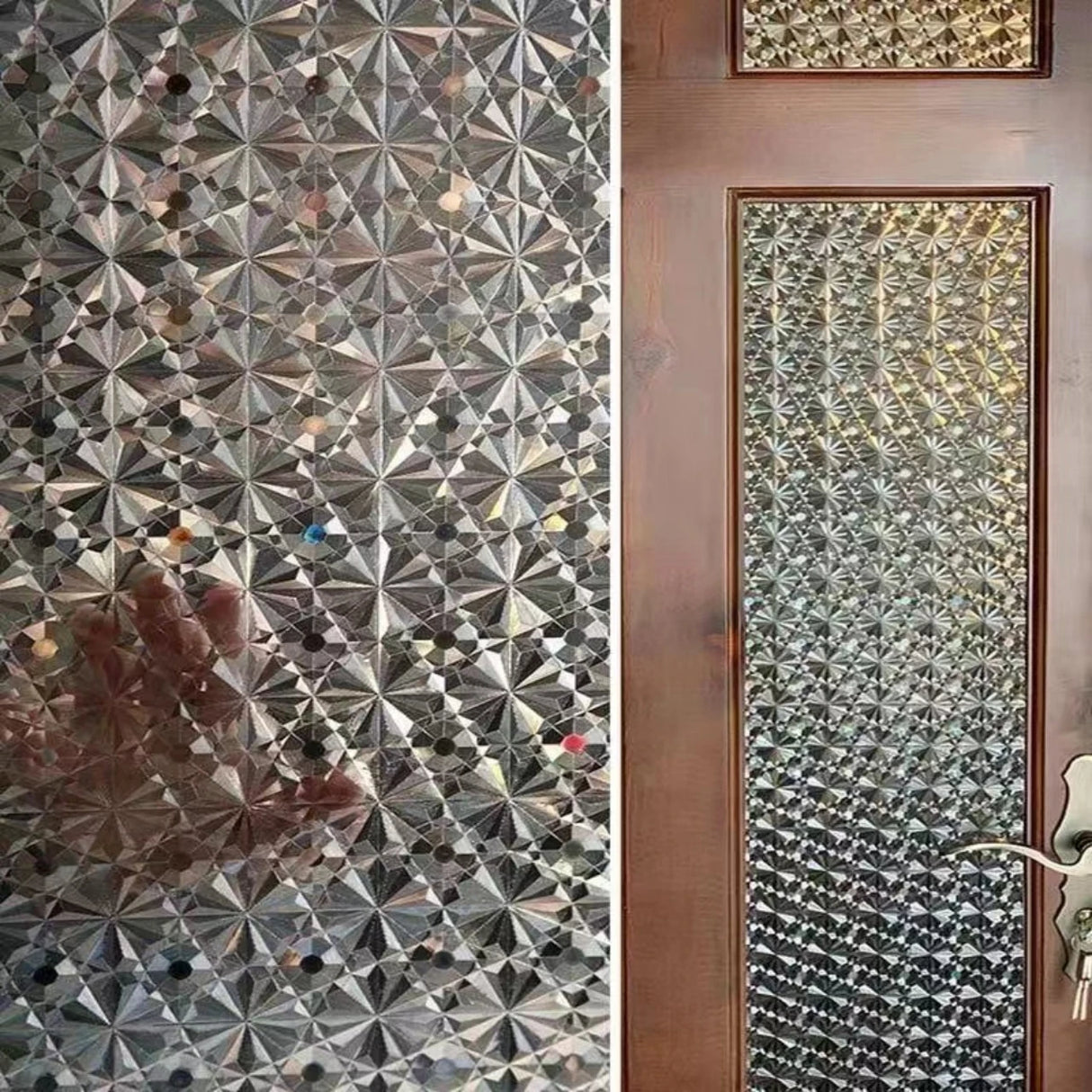 3D Diamond Glass Sticker Opaque Bathroom Window Anti-Peeping Glass Film Privacy Waterproof Electrostatic Adsorption Glass Window Sticker