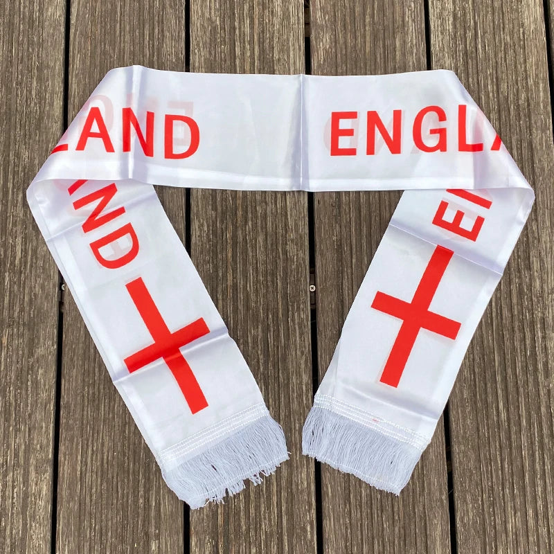 National Team Football Fans Scarf 14x130cm England Tassel Flags Scarf Party Commemorative Souvenir