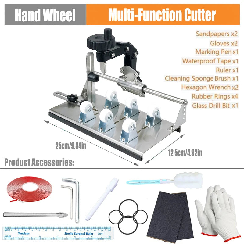 Glass Bottle Cutter - Professional DIY Glass Cutting Tool for Square, Round Bottles and Bottlenecks with Accessories