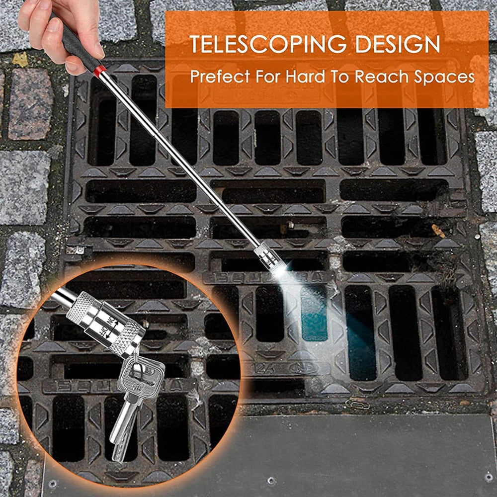 Telescopic Magnetic Pen Extendable Pickup Rod Stick with Light Mini Portable Magnet Pick Up Tool for Picking Up Screws Nut Bol