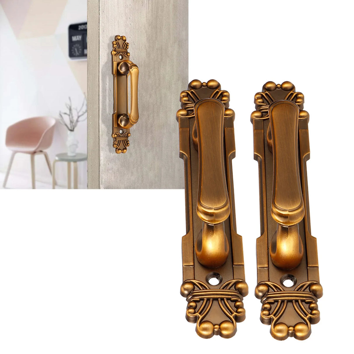 2Pcs/Set European Style Antique Zinc Alloy Door Pull Handle Cabinet Hardware Accessory