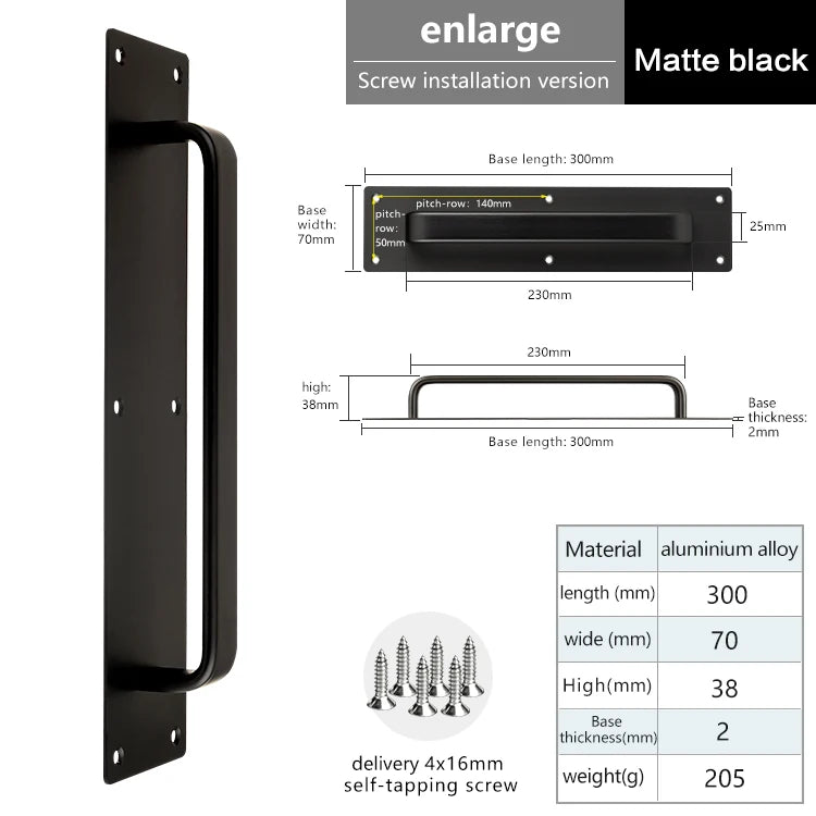 Self-adhesive Aluminum Alloy Door Handle Toilet Door Window Cabinet Sliding Door Barn Door Punch-free Pulls