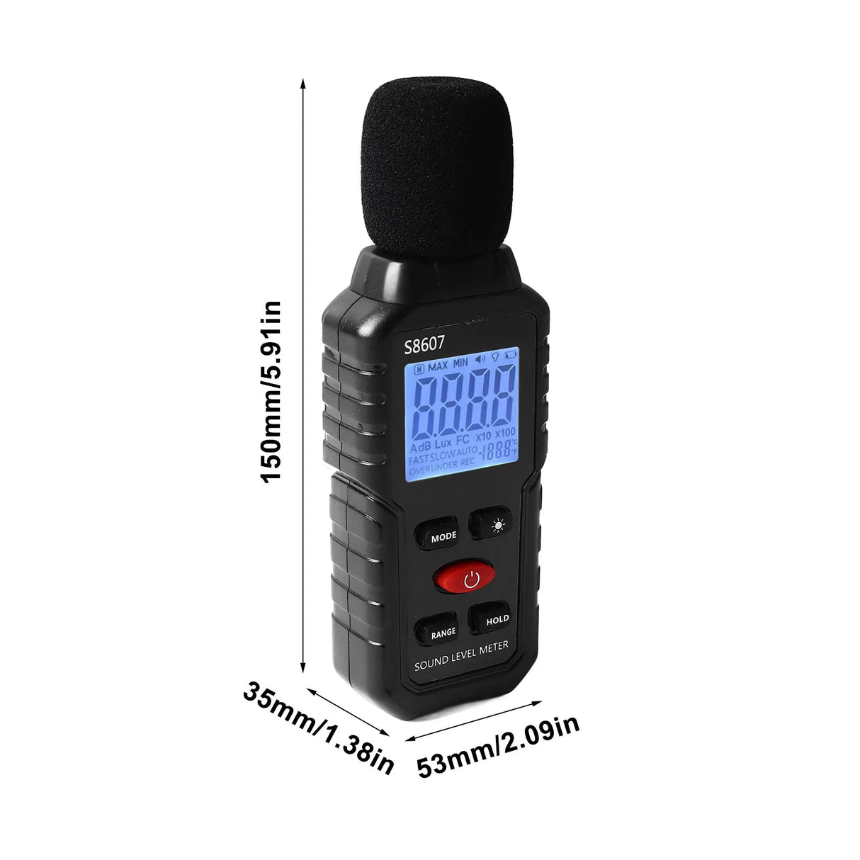 Sound Level Meter Portable SPL Meter Sound Level Meter Digital LCD Display Backlit Screen Noise Decibel Portable SPL Meter S8607