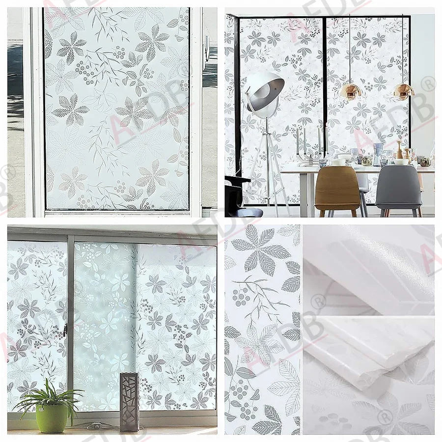 Privacy Window Film Sun Protection UV Blocking Self-adhesive Film for Home Frosted Opaque Stained Glass Sticker Heat Control