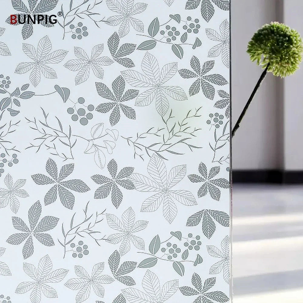 Privacy Window Film Sun Protection UV Blocking Self-adhesive Film for Home Frosted Opaque Stained Glass Sticker Heat Control