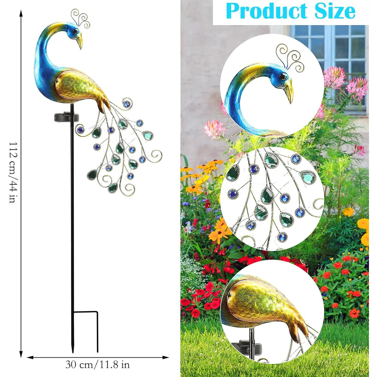 1PC Peacock Solar Garden Lights Outdoor, Animal-Shaped Decorative Lamp with Auto Sensor, Solar-Powered Art for Yard/Lawn