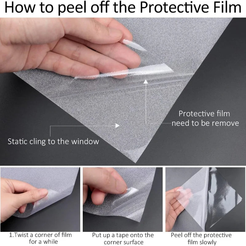 Frosted Privacy Decorative Film, Heat and UV Resistant, Anti-static, Adhesive Free Small Office/home Office