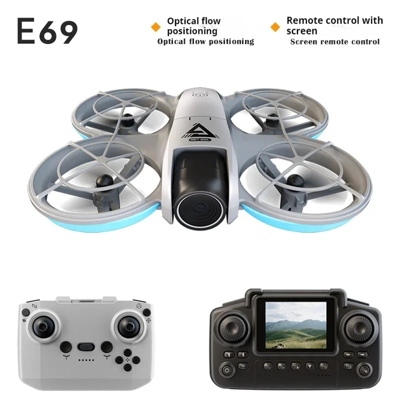 E69 Mini Drone Equipped With Screen Control Dual Cameras Optical Flow Aircraft Remote Control Aircraft, Suitable For Beginners