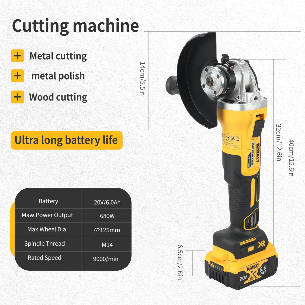 2025 DEWALT DCG405FN/NT 125mm flat head angle grinder bare machine tool cutting machine 20V lithium battery brushless tools