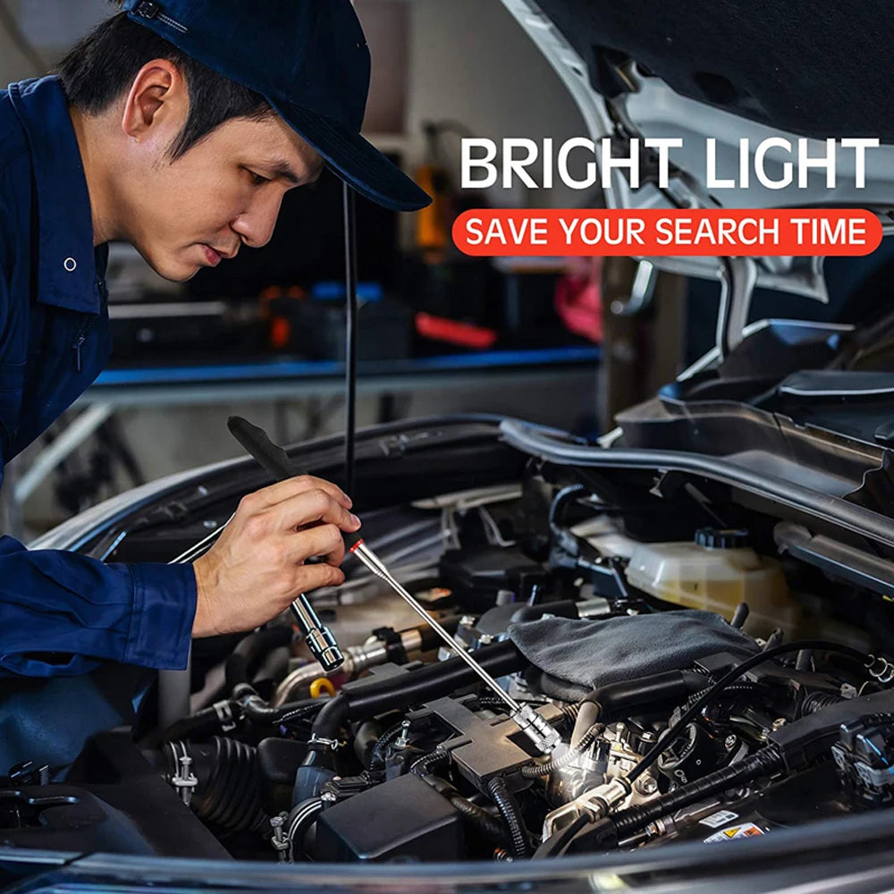 Telescopic Magnetic Pen Extendable Pickup Rod Stick with Light Mini Portable Magnet Pick Up Tool for Picking Up Screws Nut Bol