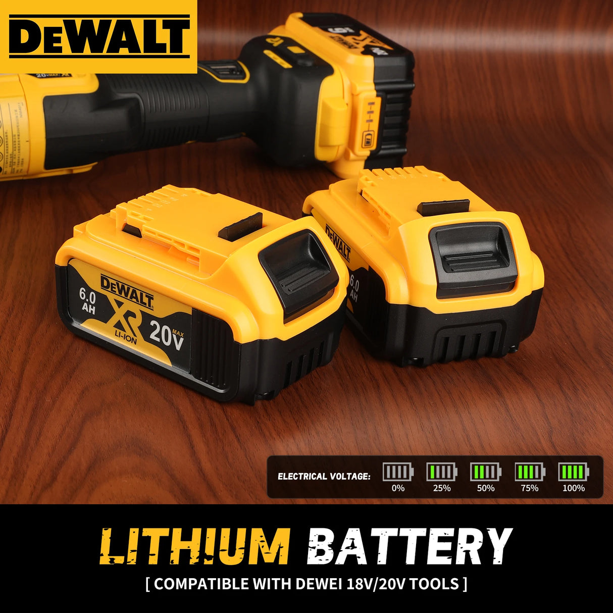 DEWALT 20V 6.0AH Original Backup Lithium Battery DCB206 (3 - pack) - Long - lasting Power, Worry - free Charging