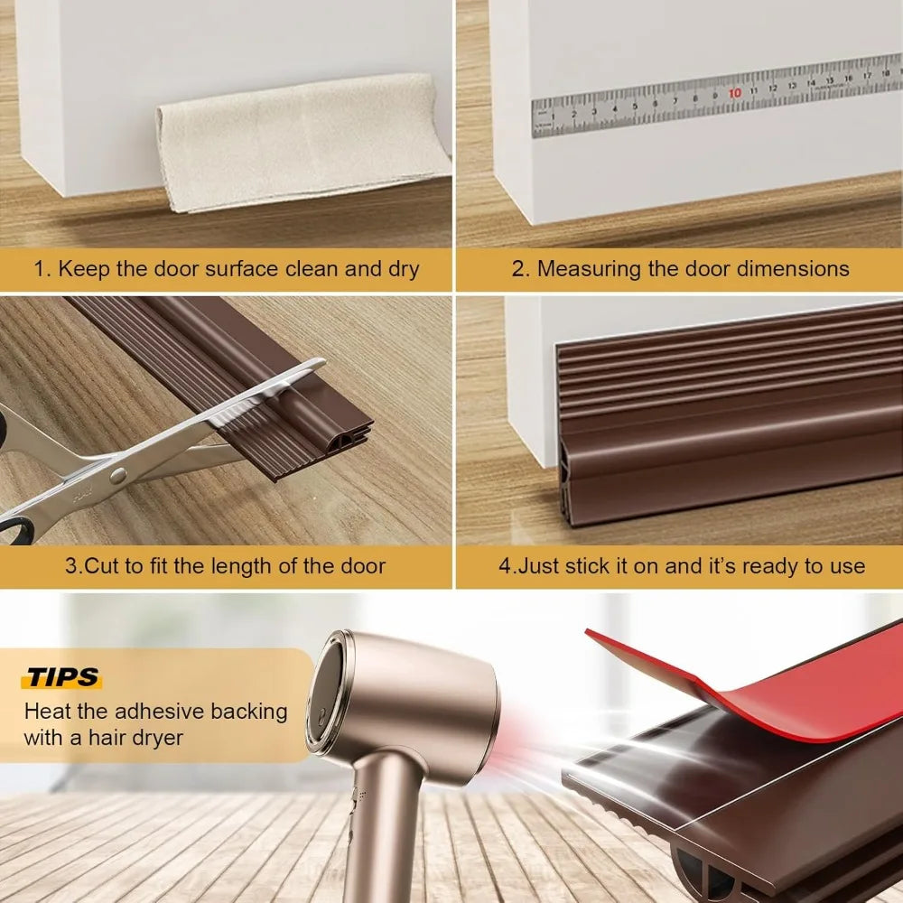 28/50mm Height Door Bottom Weatherstripping Windproof Dust Insect Prevention Self-Adhesive Triple-Thickening Window Seal Strip