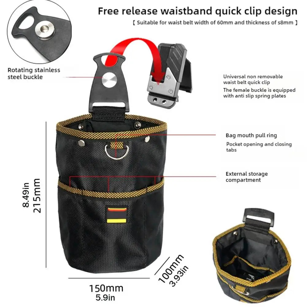 Oxford Cloth Tool Storage Bag With Buckle Rotatable Quick-hanging Waist Tool Bag For Nail Screw Electrician Woodworking Organize