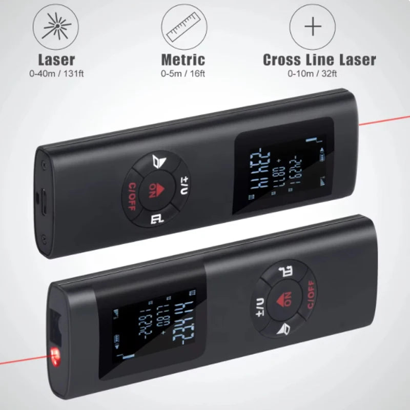 Portable Handheld Laser Rangefinder Tool (USB rechargeable) 40M/60M Mini Intelligent Laser Rangefinder Measuring infrared rangef