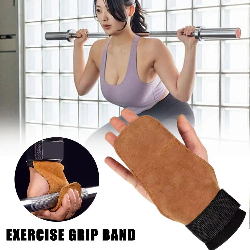 Cowhide Gym Gloves Grips Anti-Skid Weight Power Belt Pads Workout Gloves Belt Deadlift Crossfit Palm Lifting Fitness Protec S0H0