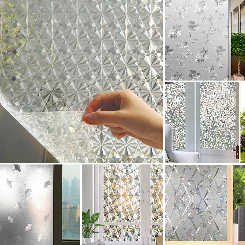 30-55*100cm PVC Self-adhesive No Glue Static Stick 3D Adsorption Window Film Anti-uv Stickers Privacy Blocking Waterproof