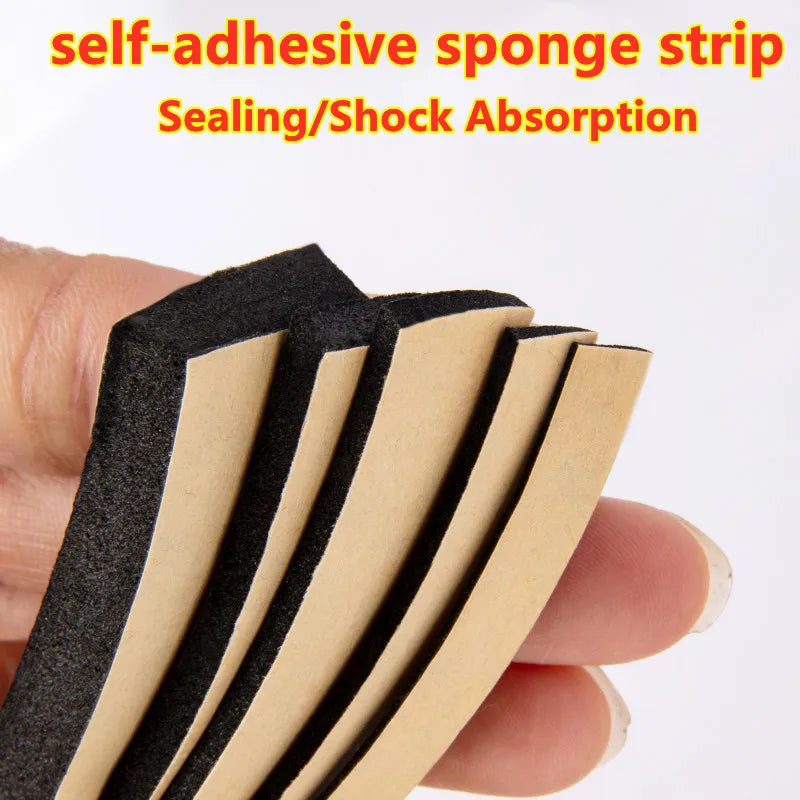 EPDM Self Adhesive Sponge Seal Strip Rubber Black Foam Strong Single-sided Adhesive Soundproof Anti-collision Seal Gasket